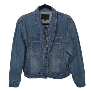 Who What Where Womens Denim Jacket Size L 100% Cotton Blue Button Front
